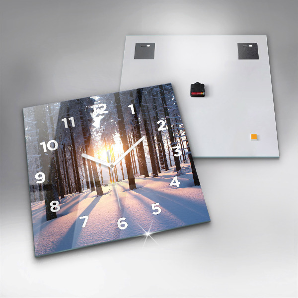 Kwadratowy zegar Zachód słońca Las