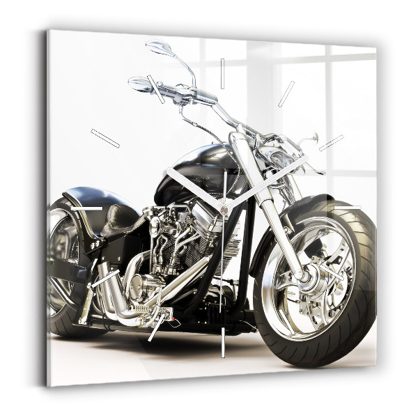 Kwadratowy zegar Czarny motocykl
