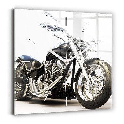 Kwadratowy zegar Czarny motocykl
