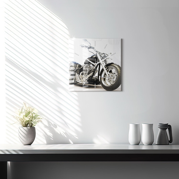 Kwadratowy zegar Czarny motocykl