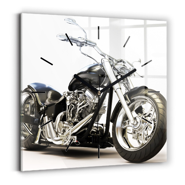 Kwadratowy zegar Czarny motocykl