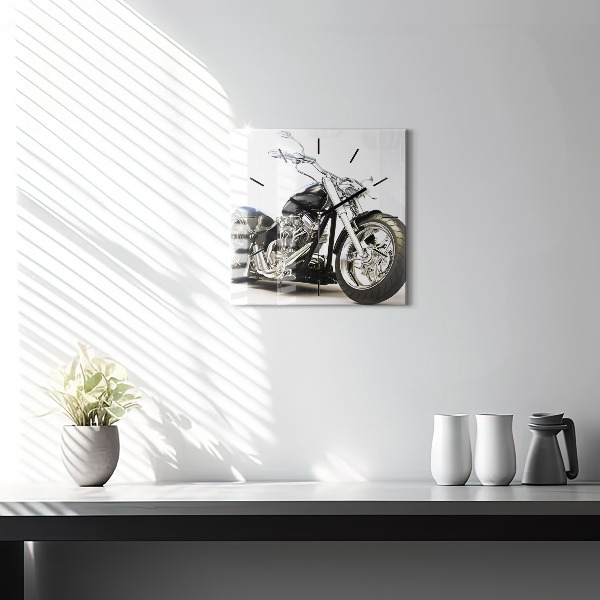 Kwadratowy zegar Czarny motocykl