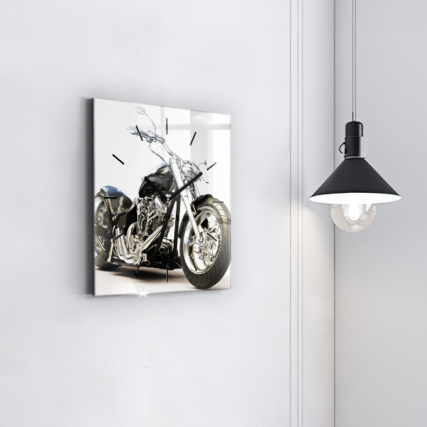 Kwadratowy zegar Czarny motocykl
