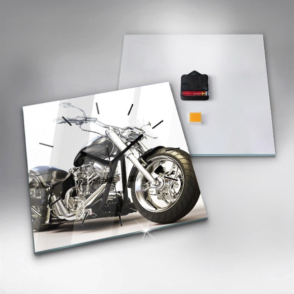 Kwadratowy zegar Czarny motocykl