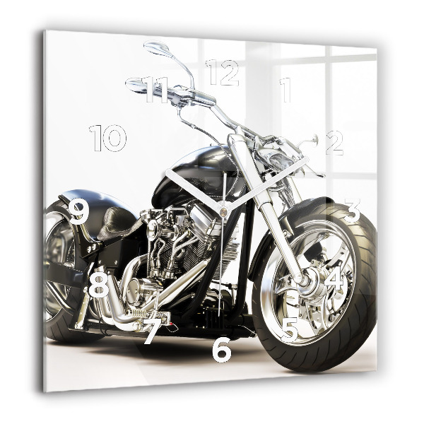 Kwadratowy zegar Czarny motocykl