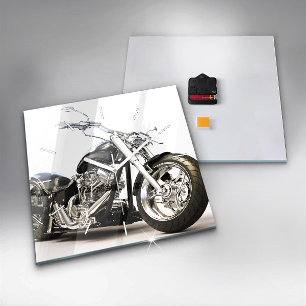 Kwadratowy zegar Czarny motocykl