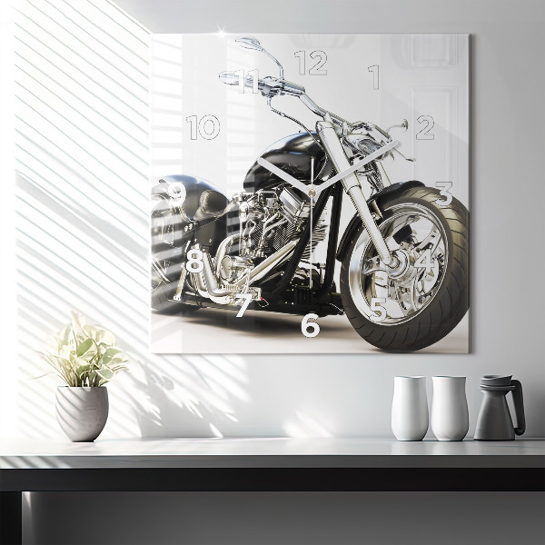Kwadratowy zegar Czarny motocykl