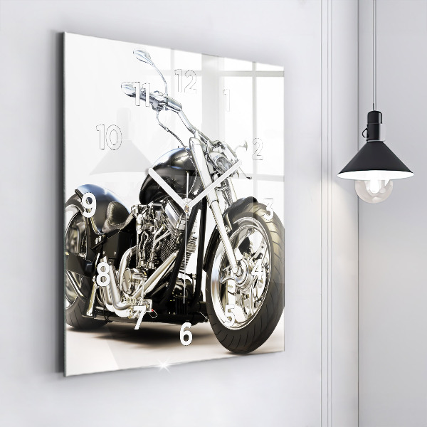 Kwadratowy zegar Czarny motocykl