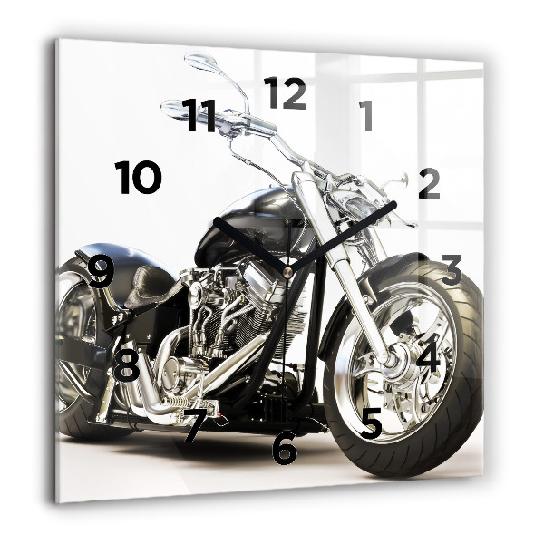 Kwadratowy zegar Czarny motocykl