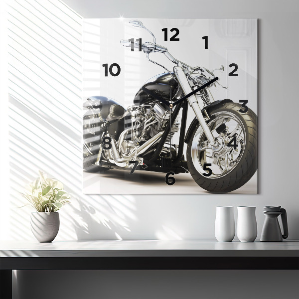 Kwadratowy zegar Czarny motocykl