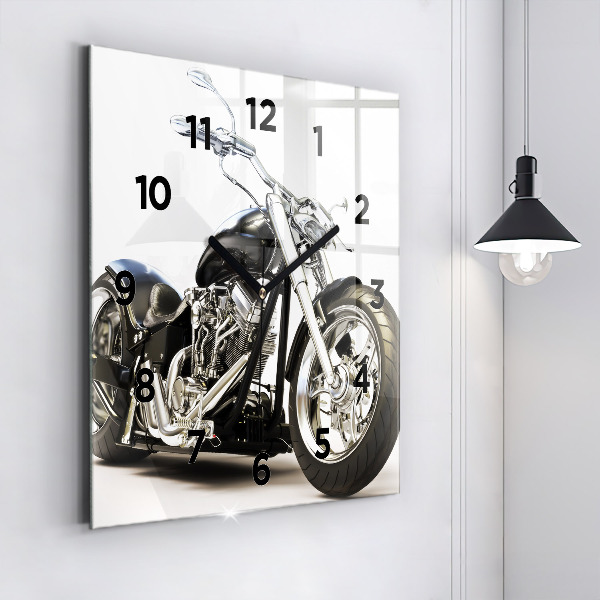 Kwadratowy zegar Czarny motocykl