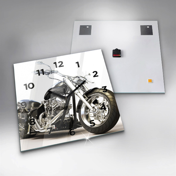 Kwadratowy zegar Czarny motocykl