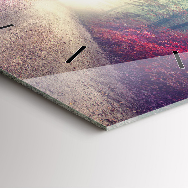 Kwadratowy zegar Jesienna droga Las Mgła