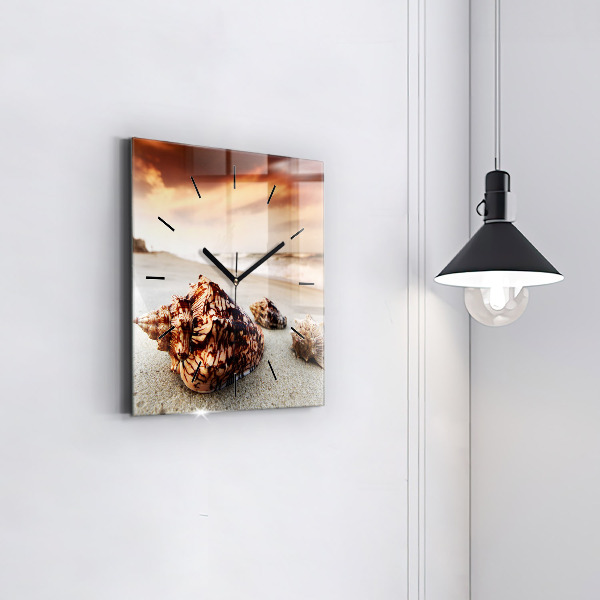 Kwadratowy zegar Muszla na plaży