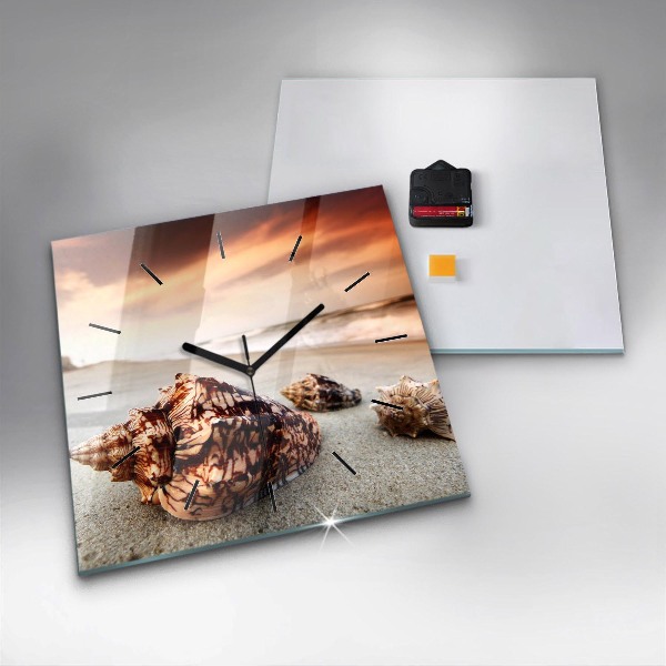 Kwadratowy zegar Muszla na plaży