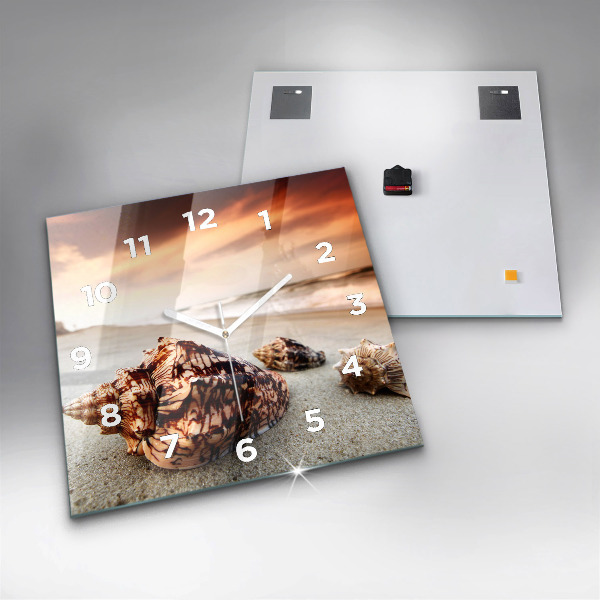 Kwadratowy zegar Muszla na plaży