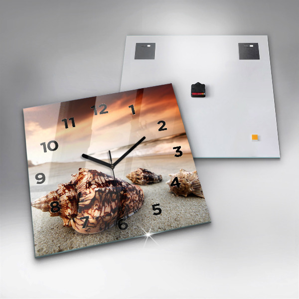 Kwadratowy zegar Muszla na plaży