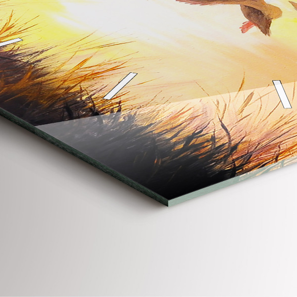 Kwadratowy zegar Żurawie o zachodzie słońca