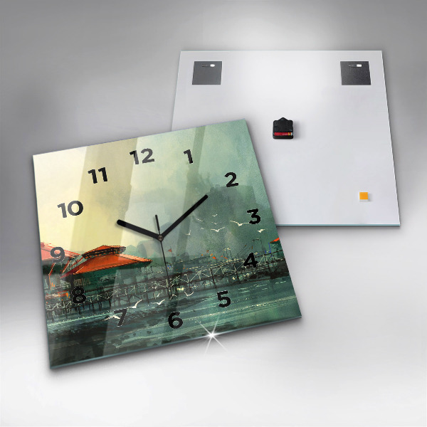 Kwadratowy zegar Wioska rybacka