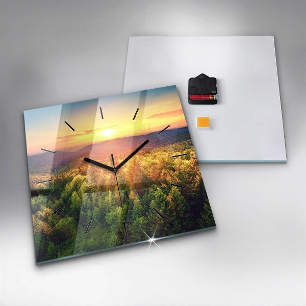 Zegar na ścianę kwadratowy Zachód słońca nad wzgórzami