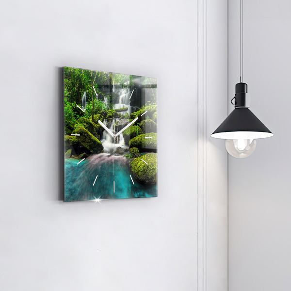 Zegar na ścianę kwadratowy Wodospad Tajlandia