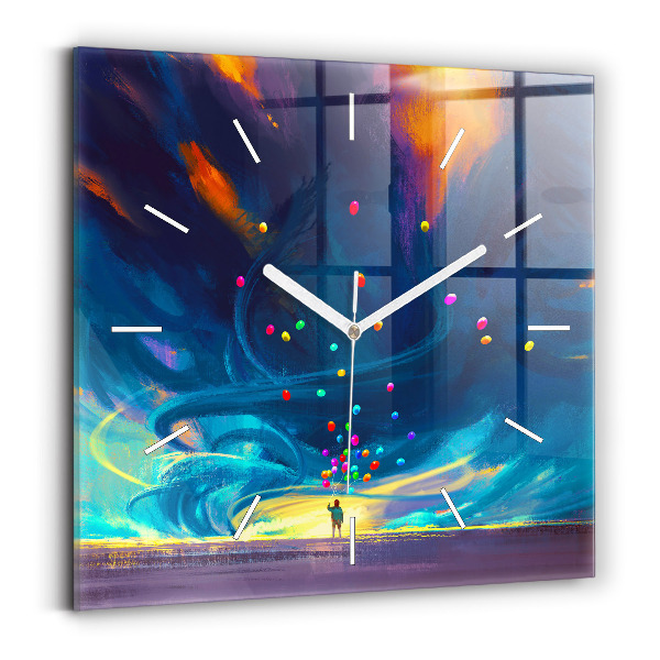 Zegar na ścianę kwadratowy Dziecko i balony