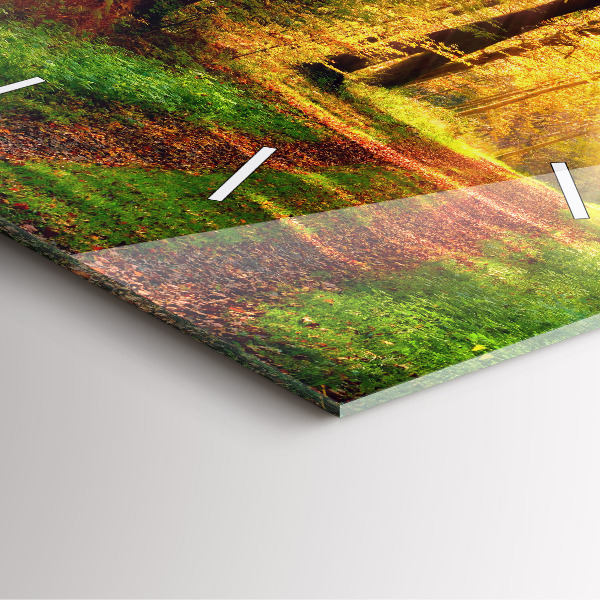 Zegar na ścianę kwadratowy Jesienna sceneria leśna