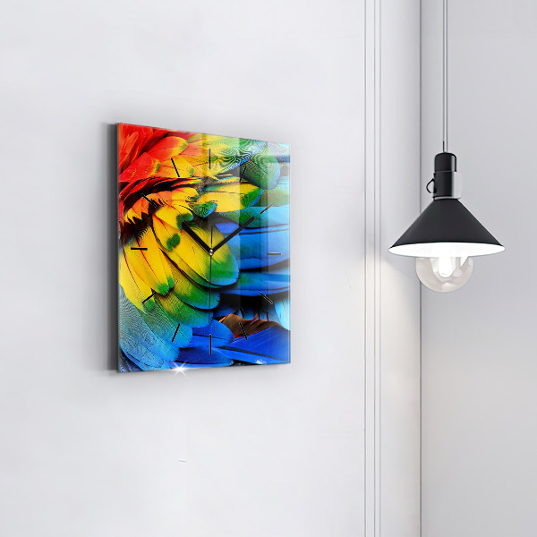 Zegar na ścianę kwadratowy Kolorowe skrzydła ptaka