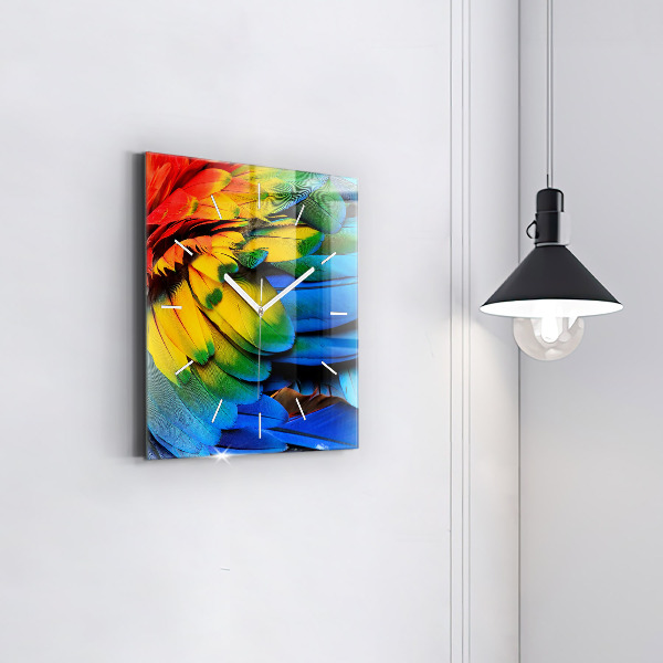 Zegar na ścianę kwadratowy Kolorowe skrzydła ptaka