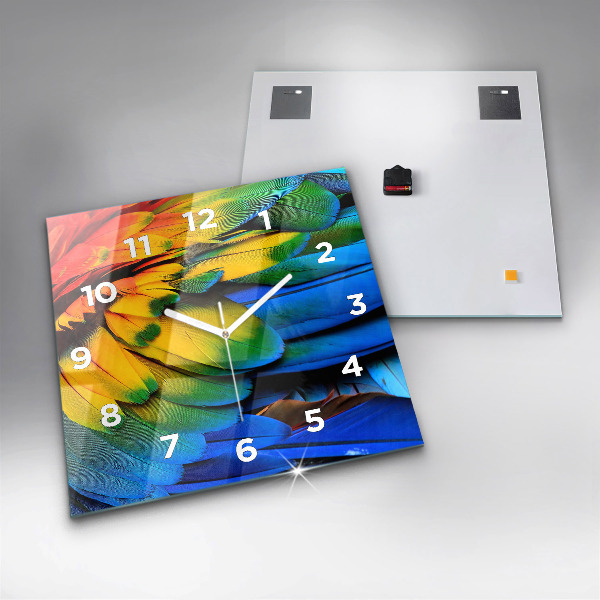 Zegar na ścianę kwadratowy Kolorowe skrzydła ptaka
