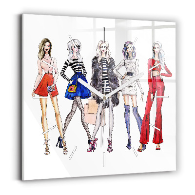 Zegar na ścianę kwadratowy Modne dziewczyny