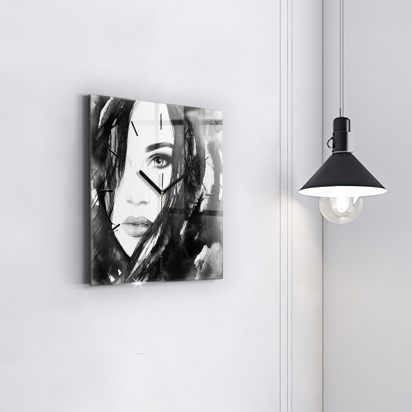 Zegar na ścianę kwadratowy Portret kobiety