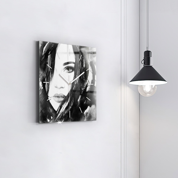 Zegar na ścianę kwadratowy Portret kobiety
