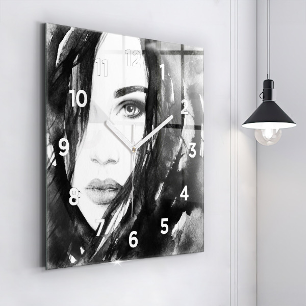 Zegar na ścianę kwadratowy Portret kobiety