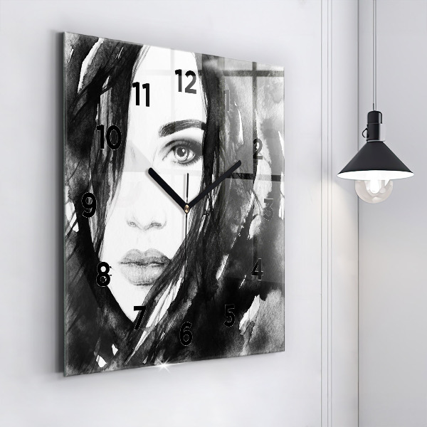 Zegar na ścianę kwadratowy Portret kobiety