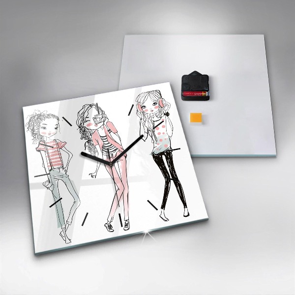 Zegar na ścianę kwadratowy Moda damska