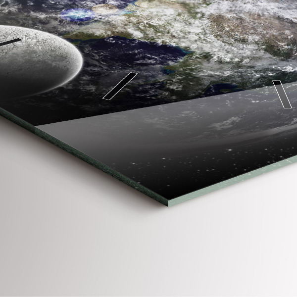 Kwadratowy zegar Ziemia Księżyc Słońce