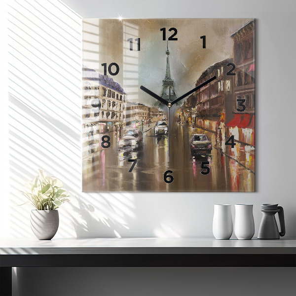 Zegar na ścianę kwadratowy Architektura miasta Paryż