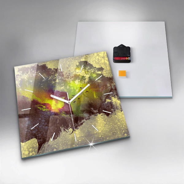 Zegar na ścianę kwadratowy Kobieta w lesie