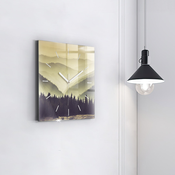 Zegar na ścianę kwadratowy Mgliste górskie zbocza