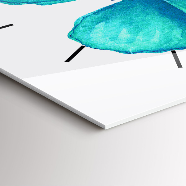 Zegar na ścianę kwadratowy Turkusowy letni motyl