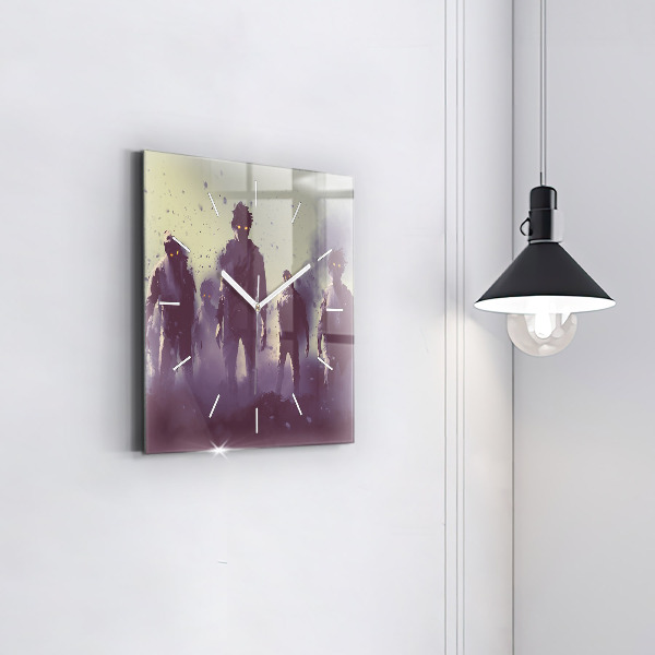 Zegar na ścianę kwadratowy Zombie w nocy – halloween