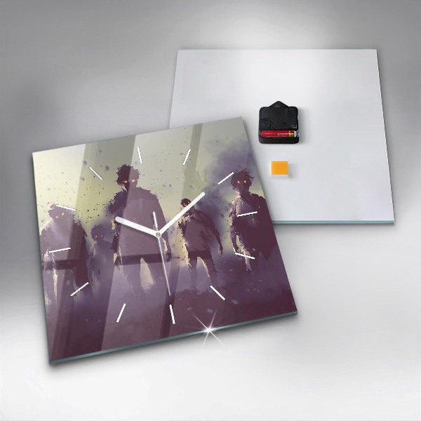 Zegar na ścianę kwadratowy Zombie w nocy – halloween