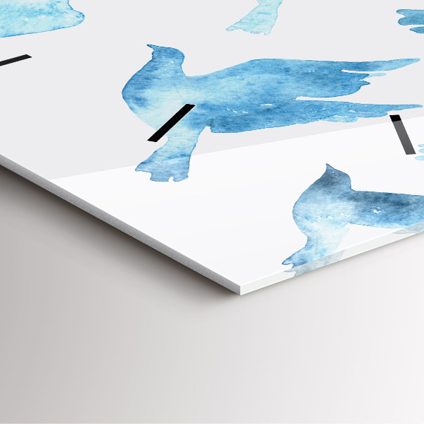 Zegar na ścianę kwadratowy Latające błękitne ptaki