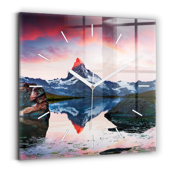 Zegar na ścianę kwadratowy Stellisee Matterhorn jezioro