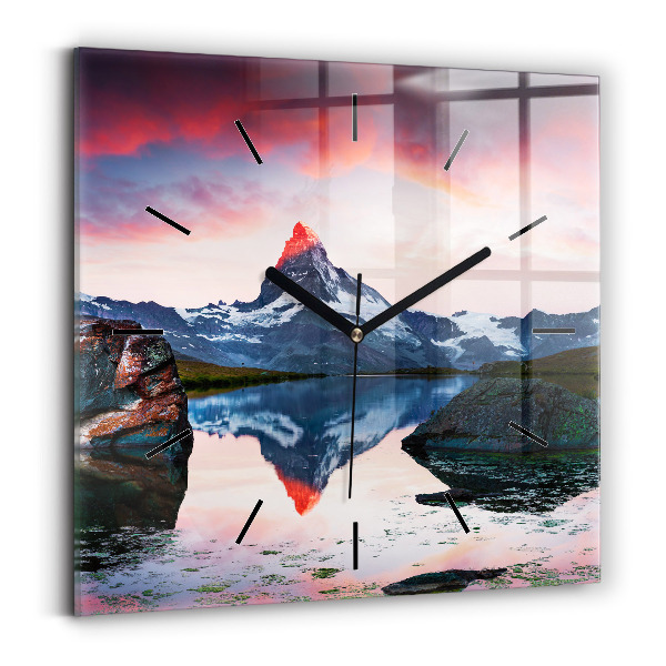 Zegar na ścianę kwadratowy Stellisee Matterhorn jezioro