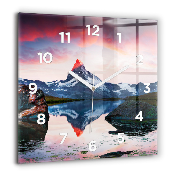 Zegar na ścianę kwadratowy Stellisee Matterhorn jezioro