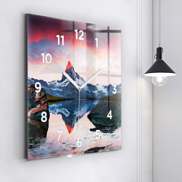 Zegar na ścianę kwadratowy Stellisee Matterhorn jezioro
