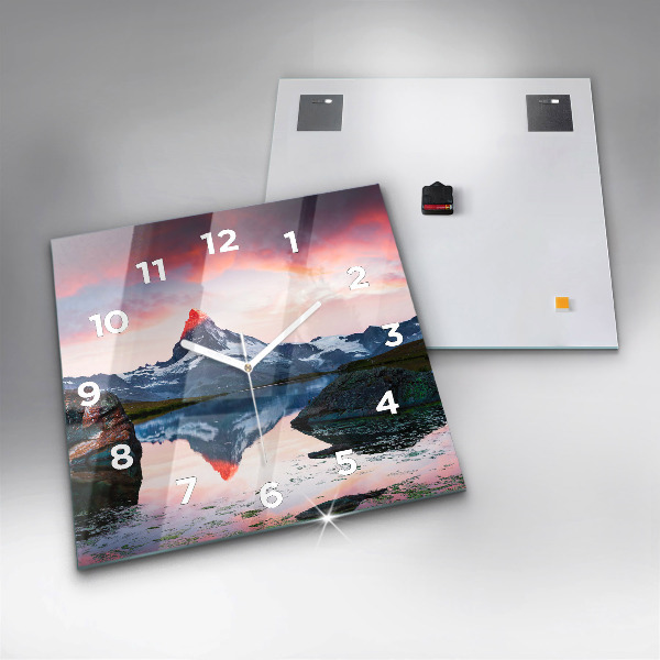 Zegar na ścianę kwadratowy Stellisee Matterhorn jezioro
