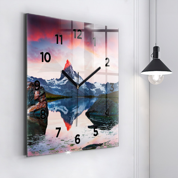 Zegar na ścianę kwadratowy Stellisee Matterhorn jezioro